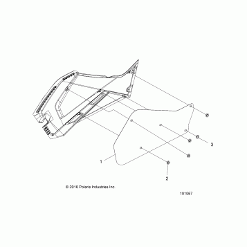 BODY, RIGHT HAND SIDE PANEL HEAT SHIELD AND HARDWARE 1 UP - A16SEA45A1/A5/SEE45A1 (101067)