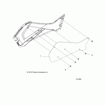 BODY, RIGHT HAND SIDE PANEL HEAT SHIELD AND HARDWARE 2 UP - A16SWE57A1/A7 (101068)