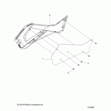 BODY, RIGHT HAND SIDE PANEL HEAT SHIELD AND HARDWARE 2 UP - A20SWE57A1/3A1 (101656)