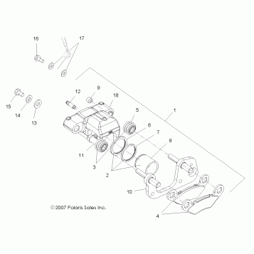 BRAKES, FRONT CALIPER - A08BA32AA (49ATVBRAKEFRT08SCRAM)