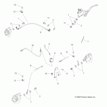 BRAKES, BRAKE LINES - A09ZX55AC/AL/AQ/AS/AX (49ATVBRAKELINE09SPXP550)