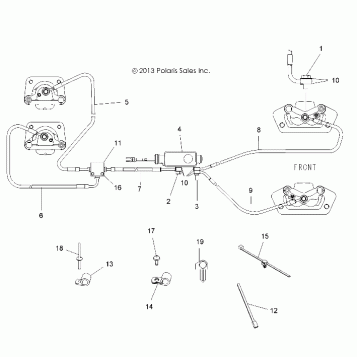 BRAKES, BRAKE LINES AND MASTER CYLINDER - A14BH33AJ (49ATVBRAKELINE14325)
