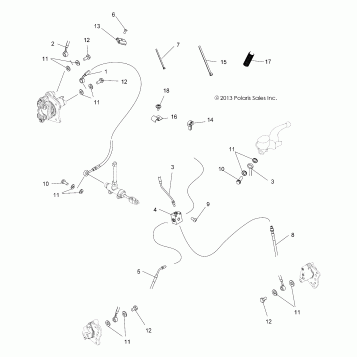 BRAKES, BRAKE LINES - A16SUH57N6 (49ATVBRAKELINE14570UTE)
