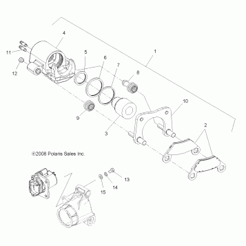 BRAKES, REAR CALIPER - A19SJE57BH (49ATVBRAKERR09SP500)