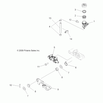 BRAKES, PEDAL and REAR MASTER CYLINDER - A10DH50AX/AZ (49ATVBRAKERR10SP500TRG)