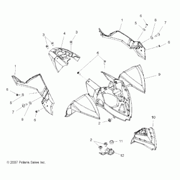 BODY, FRONT CAB and SIDE PANELS - A08GJ52AA/AB/AC (49ATVCAB08OUT525S)