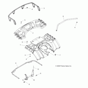 BODY, REAR CAB and REAR RACK - A09ZX85/8X ALL OPTIONS (49ATVCABRR09SPXPEPS850)