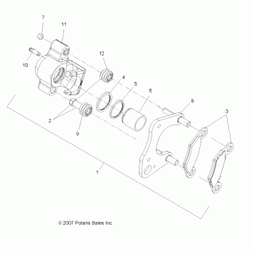 BRAKES, BRAKE CALIPER, FRONT - A12MH50FF/FX/FY (49ATVCALIPER08X2500QUAD)