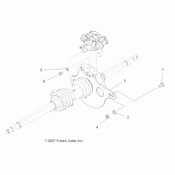 BRAKES, REAR CALIPER MOUNTING - A08BA32AA (49ATVCALIPERMTG08SCRAM)