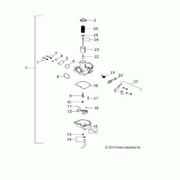 ENGINE, CARBURETOR - A14PB20AF (49ATVCARB15PHX)