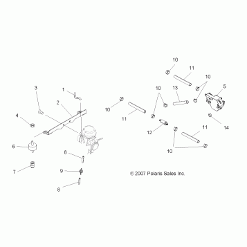 ENGINE, CARBURETOR MOUNTING and FUEL LINES - A08MH50AX/AZ (49ATVCARBBRKT08SP500)