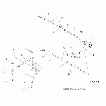 ENGINE, CARBURETOR MOUNTING and FUEL LINES - A10DH50AX/AZ (49ATVCARBBRKT10SP500TRG)