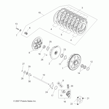 ENGINE, CLUTCH - A08GJ52AA/AB/AC (49ATVCLUTCH07OUT525)
