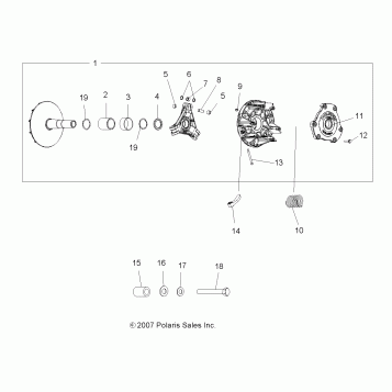 DRIVE TRAIN, PRIMARY CLUTCH - A08MN50AF/AN/AQ/AR/AS/AT/AW/AX (49ATVCLUTCH08SP500EFI)