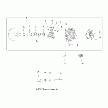 DRIVE TRAIN, PRIMARY CLUTCH - A11CF76AA (49ATVCLUTCH08SP800EFI)
