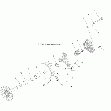 DRIVE TRAIN, PRIMARY CLUTCH (Built 11/12/10 and Before) - A11MH76AX/AZ (49ATVCLUTCH10SP800)