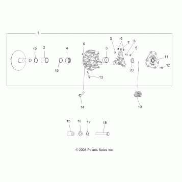 DRIVE TRAIN, PRIMARY CLUTCH - A14ZN8EAB/C/I/M/P/S (49ATVCLUTCH10SPXP550)