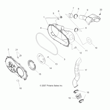 BODY, CLUTCH COVER and DUCTING - A09MN76AX/AZ (49ATVCLUTCHCVR08SP800EFI)