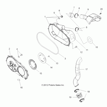 BODY, CLUTCH COVER and DUCTING - A14CF76AA (49ATVCLUTCHCVR136X6)