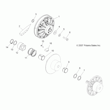 DRIVE TRAIN, SECONDARY CLUTCH - A08CL50AA (49ATVCLUTCHDRIVEN086X6)