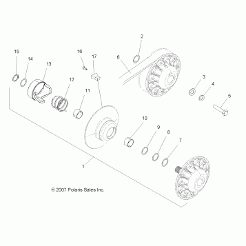 DRIVE TRAIN, SECONDARY CLUTCH - A08BA32AA (49ATVCLUTCHDRIVEN08SCRAM)