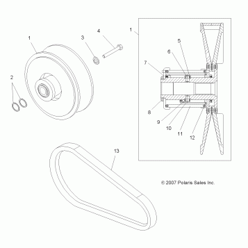 DRIVE TRAIN, SECONDARY CLUTCH - A08LH27AW/AX/AZ (49ATVCLUTCHDRIVEN08SP300)