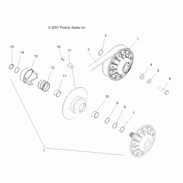 DRIVE TRAIN, SECONDARY CLUTCH - A08MH50AX/AZ (49ATVCLUTCHDRIVEN08SP500)