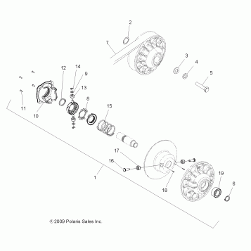 DRIVE TRAIN, SECONDARY CLUTCH - A08DN50EA (49ATVCLUTCHDRIVEN08SPX25)