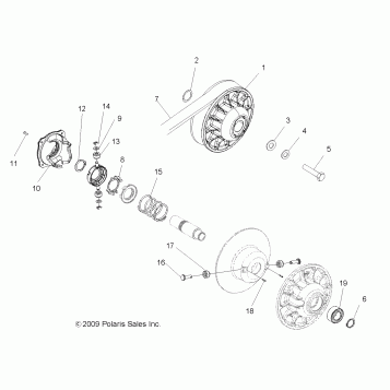 DRIVE TRAIN, SECONDARY CLUTCH - A09MH50AS (49ATVCLUTCHDRIVEN09SP500)