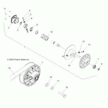 DRIVE TRAIN, SECONDARY CLUTCH - A10DX55AL/AF (49ATVCLUTCHDRIVEN09SPXP850)