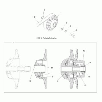 DRIVE TRAIN, SECONDARY CLUTCH - A13MB46FZ (49ATVCLUTCHDRIVEN11SP400)