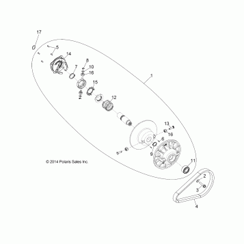 DRIVE TRAIN, SECONDARY CLUTCH - A16DAE57A9/AM (49ATVCLUTCHDRIVEN1323286)