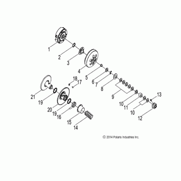 DRIVE TRAIN, SECONDARY CLUTCH - A14PB20AF (49ATVCLUTCHDRIVEN08PHX)