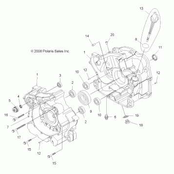 ENGINE, CRANKCASE - A10DX55AL/AF (49ATVCRANKCASE09SPXP550)