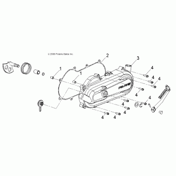 ENGINE, CRANKCASE COVER, LH - A08KA09AB/AC/AD (49ATVCRANKCASECVRLH07OTLW90)