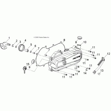 ENGINE, KICK START/CRANKCASE COVER, LH - A07KA05CA/CB/CD (49ATVCRANKCASECVRLH07PRED50)