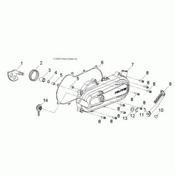 ENGINE, CLUTCH COVER and KICK START - A16YAK09AF (49ATVCRANKCASECVRLH09SP90)