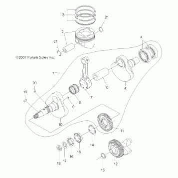 ENGINE, CRANKSHAFT and PISTON - A08BG50AA (49ATVCRANKSHAFT08SCRAM)