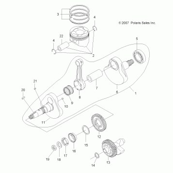 ENGINE, CRANKSHAFT and PISTON - A09LH46AQ/AX/AZ (49ATVCRANKSHAFT08SP400)