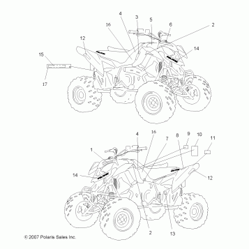 BODY, DECALS - A08GJ45AA (49ATVDECAL08OUT525S)