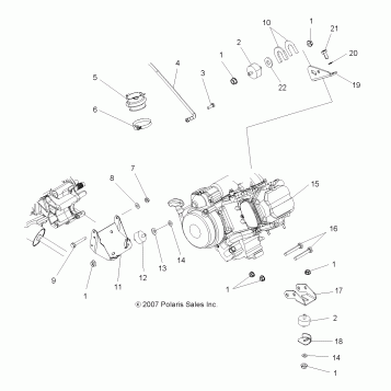 ENGINE, MOUNTING - A07TH50EA (49ATVENGINEX2500EFI)