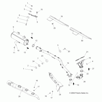 ENGINE, EXHAUST - A08DN76AF/AG/AH/AL/AJ/AS (49ATVEXHAUST08SPTRG800)