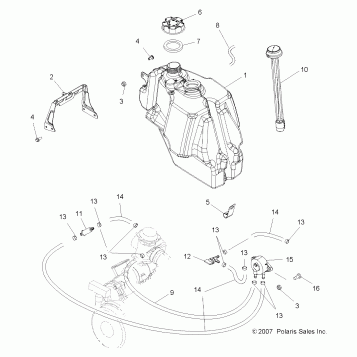 BODY, FUEL TANK (BUILT 11/06/07 and AFTER) - A08LH27AW/AX/AZ (49ATVFUEL0808HAWKINTL)