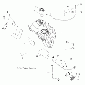 BODY, FUEL TANK ASM. (Built 8/21/07 and After) - A08MN50AF/AN/AQ/AR/AS/AT/AW/AX (49ATVFUEL08SP500EFIA)