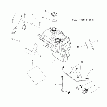 BODY, FUEL TANK ASM. (BUILT 12/02/07 and AFTER) - A08DN50EA (49ATVFUEL08SPTRG500QD)