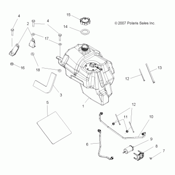 BODY, FUEL TANK ASM. (BUILT 12/01/07 and BEFORE) - A08DN50EA (49ATVFUEL08X2500QUAD)