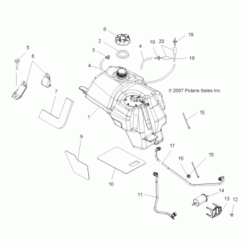 BODY, FUEL TANK ASM. (Built 8/20/07 and Before) - A08MN50AF/AN/AQ/AS/AX (49ATVFUEL500EFI)