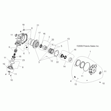 DRIVE TRAIN, FRONT GEARCASE - A08MH50AX/AZ (49ATVGEARCASE08SP500)