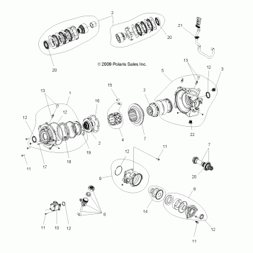 DRIVE TRAIN, FRONT GEARCASE INTERNALS (Built 3/05/10 and Before) - A10DX55AL/AF (49ATVGEARCASE1332828)