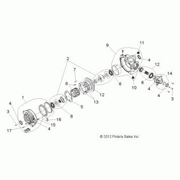 DRIVE TRAIN, FRONT GEARCASE INTERNALS - A13GH85AJ/EAK (49ATVGEARCASE1333053)